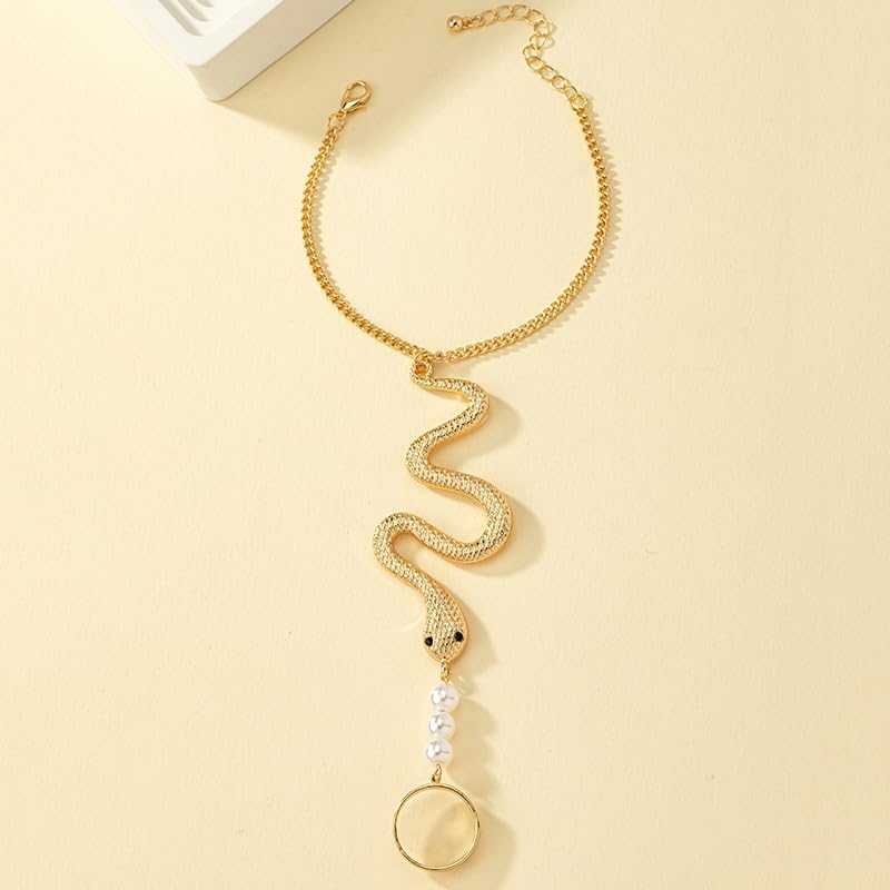 CSIYANJRY99 Snake Hand Chain Bracelet Snake Chain Finger Ring Bracelet Slave Chain Hand Harness Bracelet Snake Pearl Friendship Bracelet Jewelry Accessories - Image 5